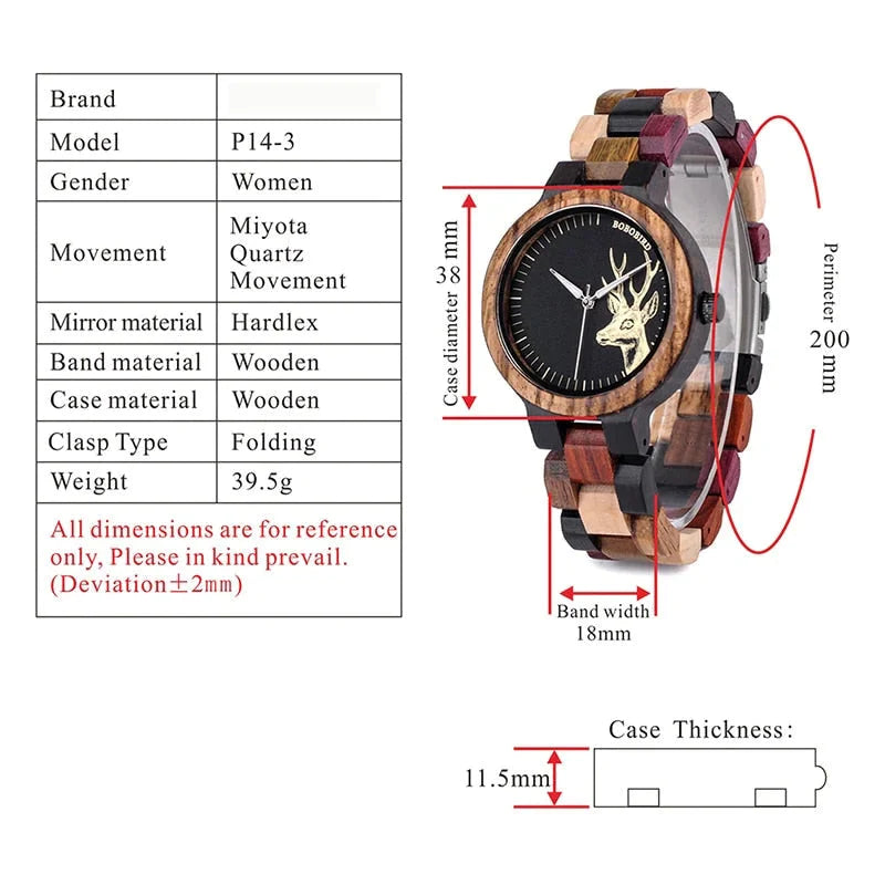  Colorful Wood Band Dear Head Watch Dial Men Women Quartz Watches Timepiece - Unisex Style Watches - DYAVOR® 