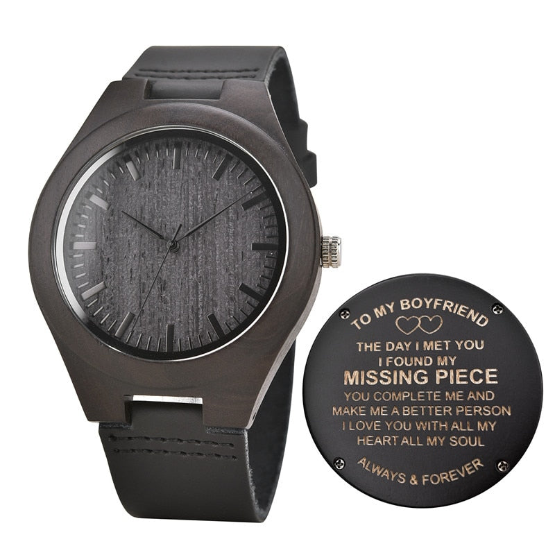Customized Wood Watch Engrave your Personalized Logo On Back Gift Custom Watches Gift For Family