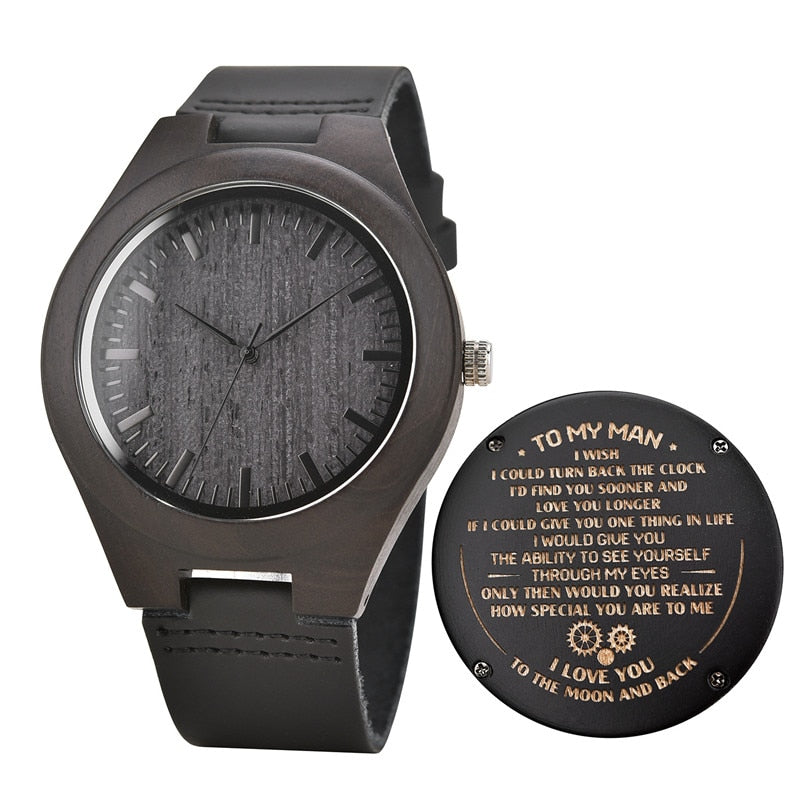 Customized Wood Watch Engrave your Personalized Logo On Back Gift Custom Watches Gift For Family