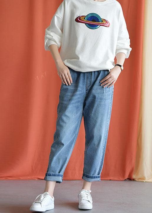  denim blue new wild elastic waist pants -  - DYAVOR® 