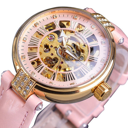  Diamond Embellished Automatic Self-Wind Skeleton Watch for Women - Watches for Women - DYAVOR® 