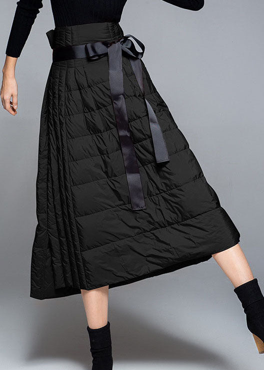  diy Black High Waist tie waist A Line Winter Duck Down Skirts - Skirts - DYAVOR® 