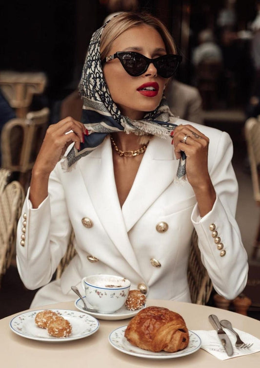  White Double Breasted Blazer -  - DYAVOR® 