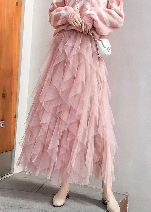  fashion Pink tulle pleated skirt Spring - Skirts - DYAVOR® 