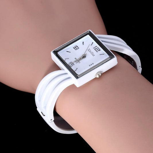 Fashion Full Steel Square Shaped Bracelet Quartz Watch for Women