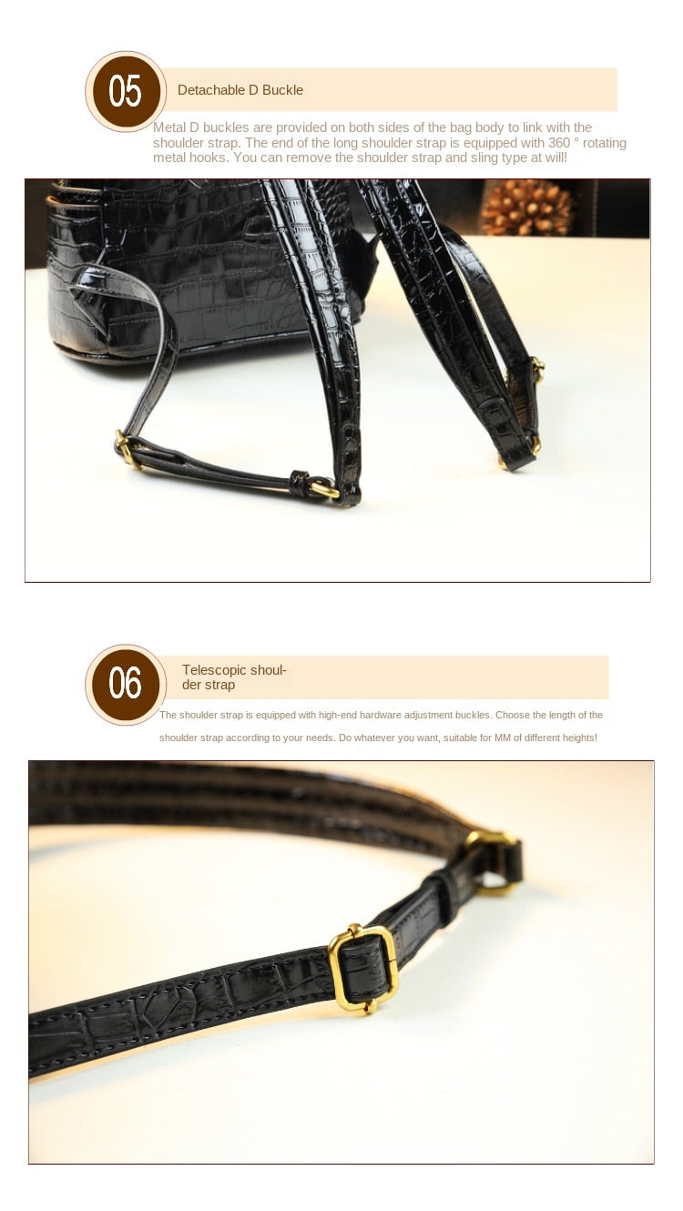  Genuine Leather Crocodile Pattern Women Luxury Casual Small Shoulder Portable Bag Travel Backpacks - Backpacks - DYAVOR® 