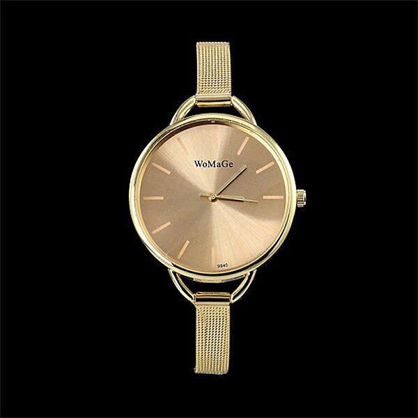 Gold Fashion Bracelet Stainless Steel Quartz Wristwatches for Women