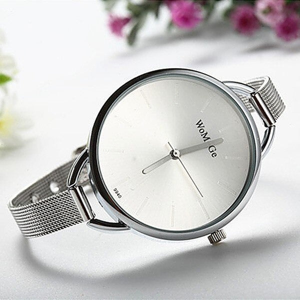 Gold Fashion Bracelet Stainless Steel Quartz Wristwatches for Women