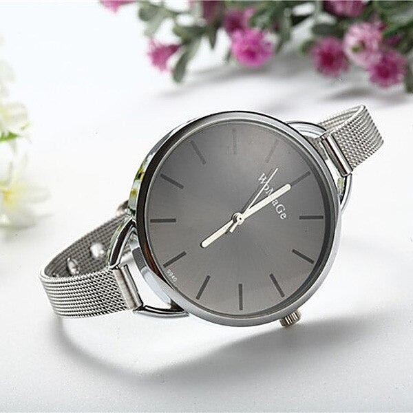 Gold Fashion Bracelet Stainless Steel Quartz Wristwatches for Women