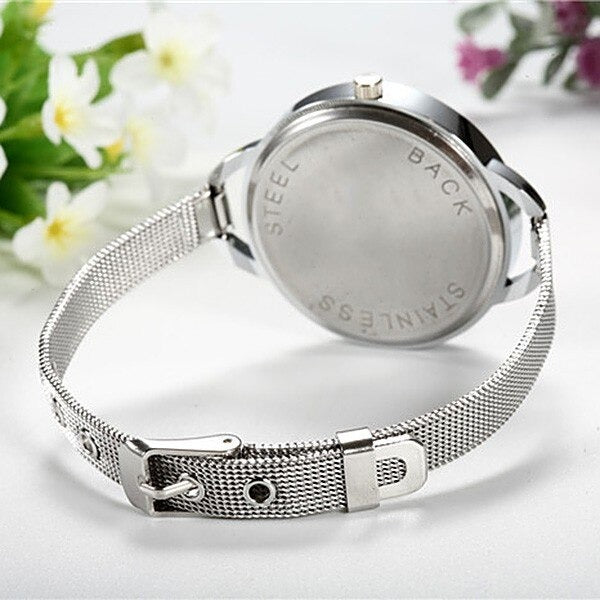 Gold Fashion Bracelet Stainless Steel Quartz Wristwatches for Women