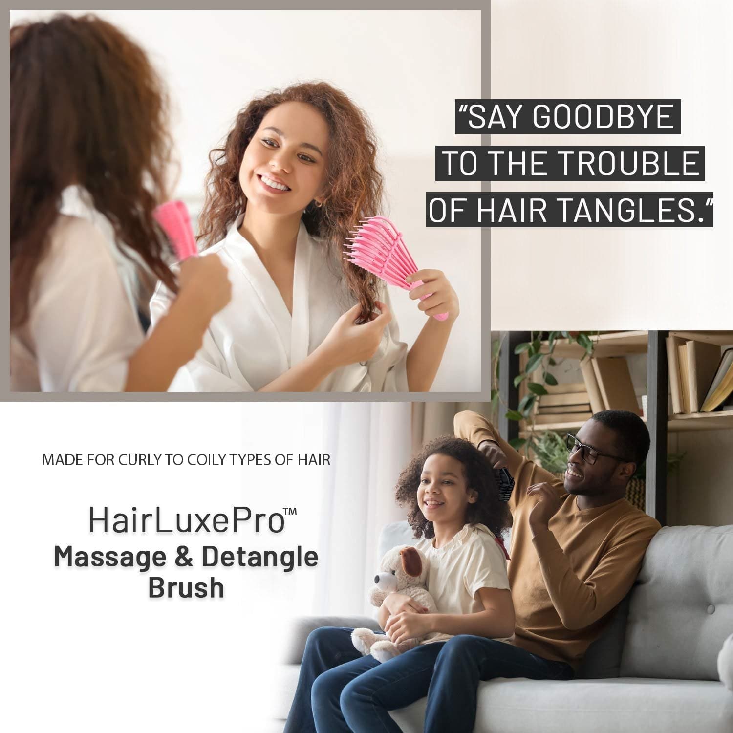  HairLuxePro™ Massage & Detangle Brush - for Curly Hairlocks - - Beauty And Personal Care - DYAVOR® 