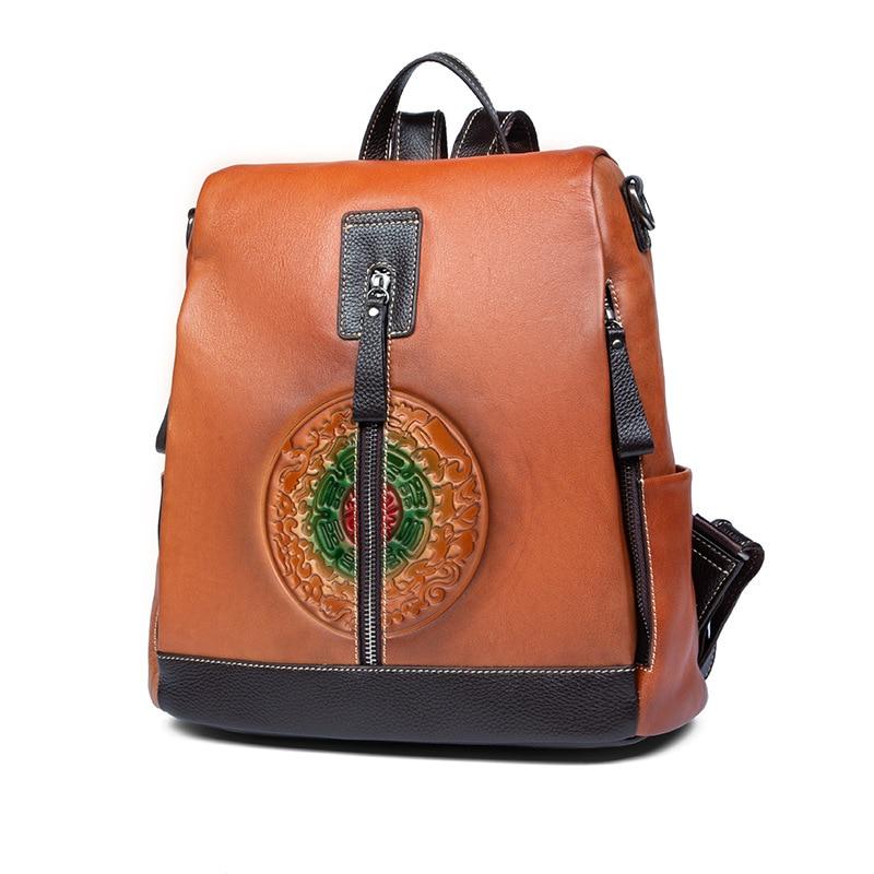  Highend Fashion Vintage Women's Solid Genuine Leather Zipper Backpack - Backpacks - DYAVOR® 