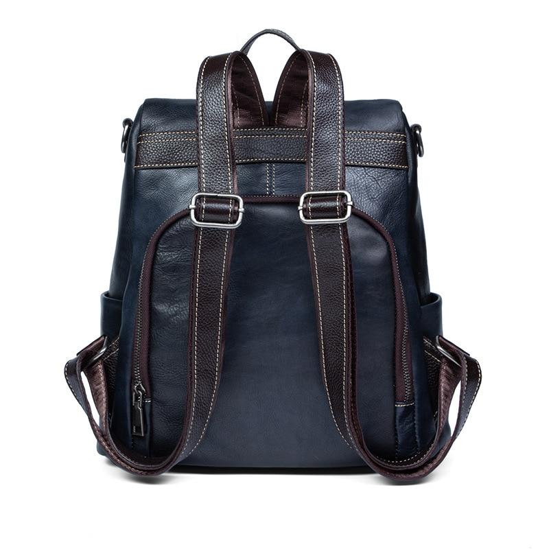  Highend Fashion Vintage Women's Solid Genuine Leather Zipper Backpack - Backpacks - DYAVOR® 