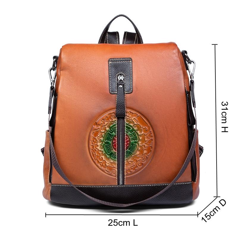  Highend Fashion Vintage Women's Solid Genuine Leather Zipper Backpack - Backpacks - DYAVOR® 