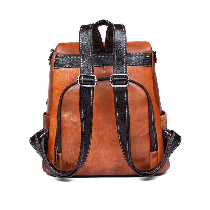  Highend Fashion Vintage Women's Solid Genuine Leather Zipper Backpack - Backpacks - DYAVOR® 