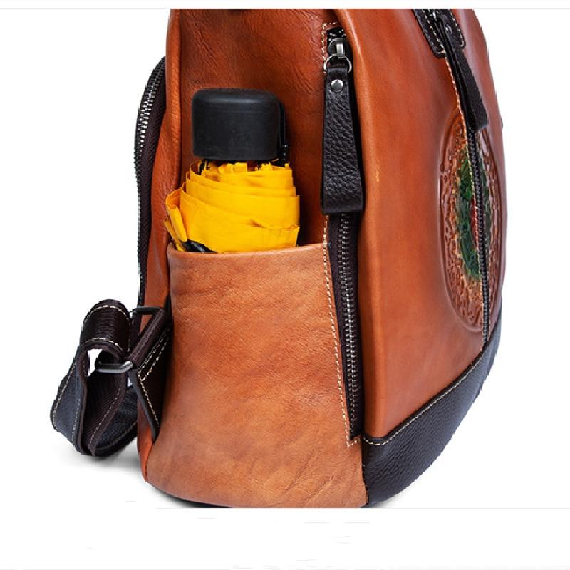  Highend Fashion Vintage Women's Solid Genuine Leather Zipper Backpack - Backpacks - DYAVOR® 
