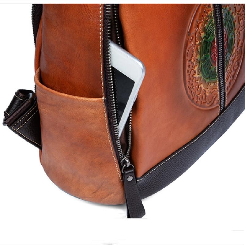  Highend Fashion Vintage Women's Solid Genuine Leather Zipper Backpack - Backpacks - DYAVOR® 