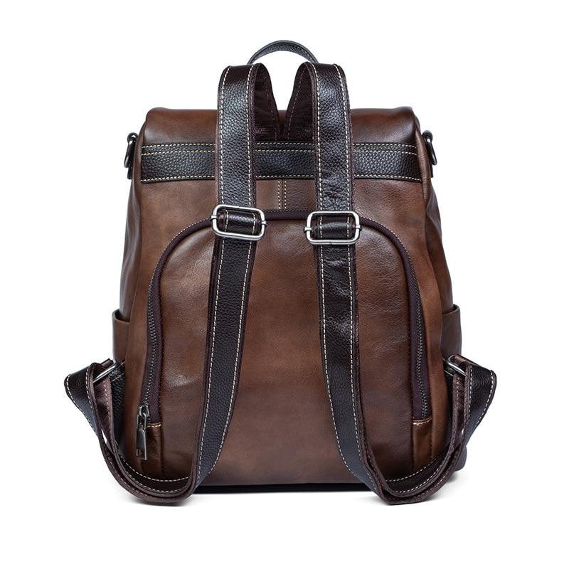  Highend Fashion Vintage Women's Solid Genuine Leather Zipper Backpack - Backpacks - DYAVOR® 
