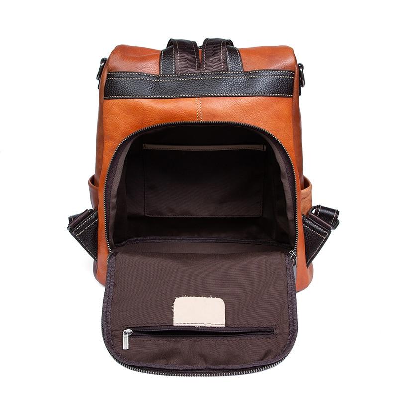  Highend Fashion Vintage Women's Solid Genuine Leather Zipper Backpack - Backpacks - DYAVOR® 