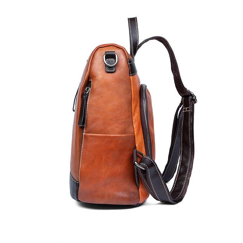  Highend Fashion Vintage Women's Solid Genuine Leather Zipper Backpack - Backpacks - DYAVOR® 