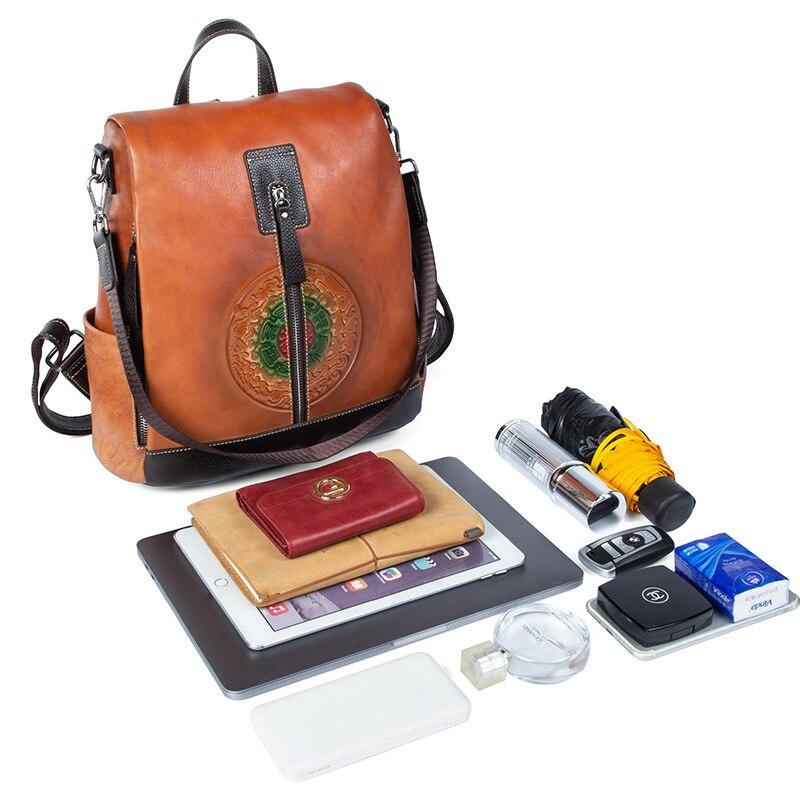  Highend Fashion Vintage Women's Solid Genuine Leather Zipper Backpack - Backpacks - DYAVOR® 