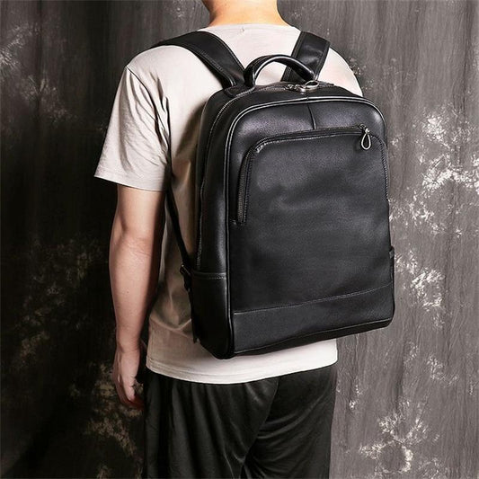 Highend Unisex Solid Genuine Leather 14'' 15.6'' Laptop Travel Backpack