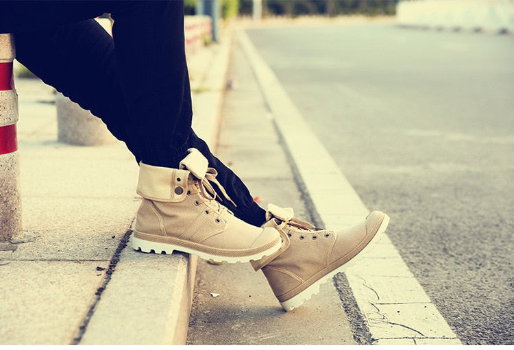  Hip Hop Desert Style Fashion Autumn Military Comfortable Canvas Tactical Ankle Boots Shoes Size - Boots - DYAVOR® 