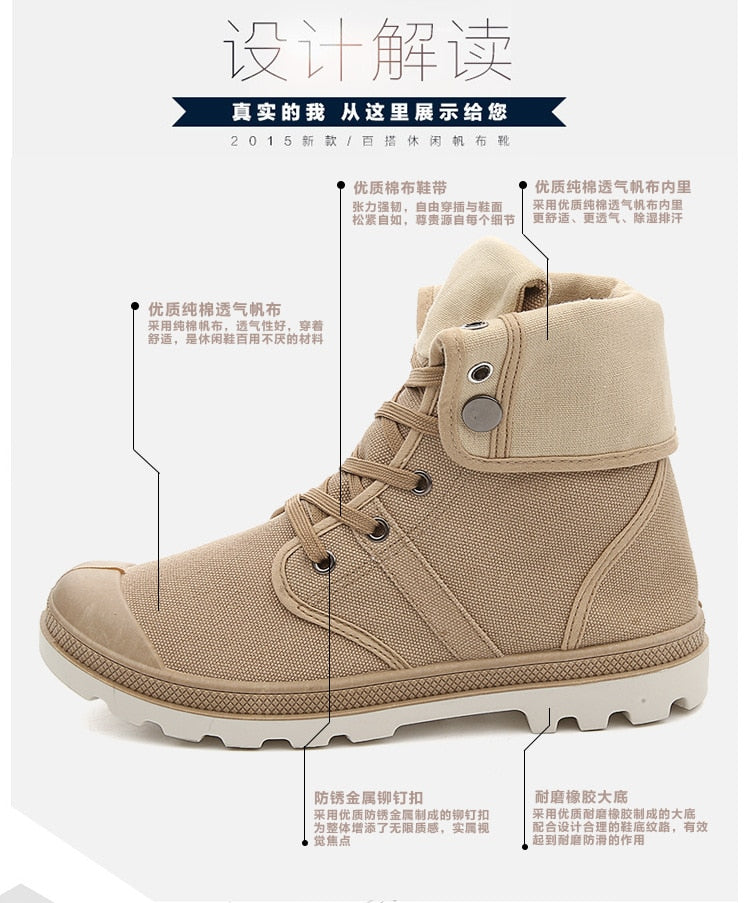  Hip Hop Desert Style Fashion Autumn Military Comfortable Canvas Tactical Ankle Boots Shoes Size - Boots - DYAVOR® 