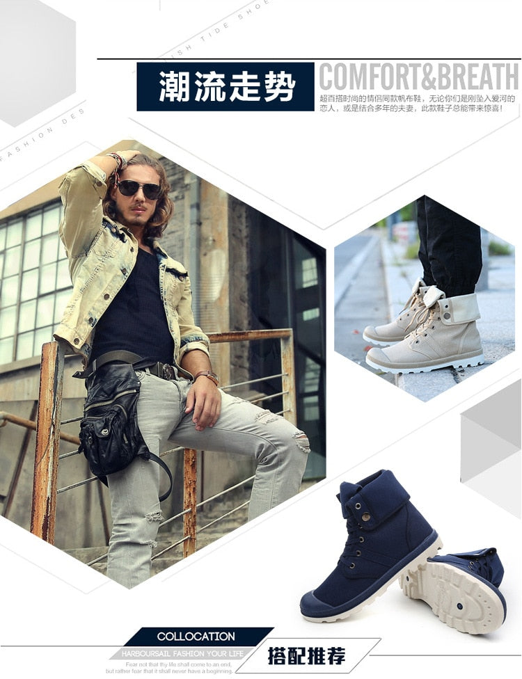  Hip Hop Desert Style Fashion Autumn Military Comfortable Canvas Tactical Ankle Boots Shoes Size - Boots - DYAVOR® 
