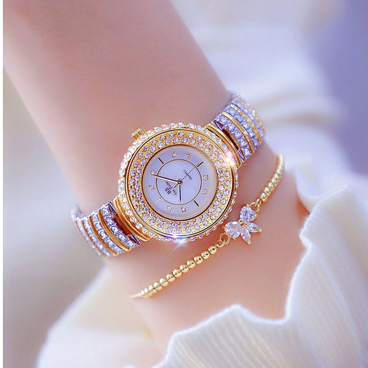  Hip Hop Women's Stainless Steel Silver Diamond Decor Quartz Wristwatch - Watches for Women - DYAVOR® 