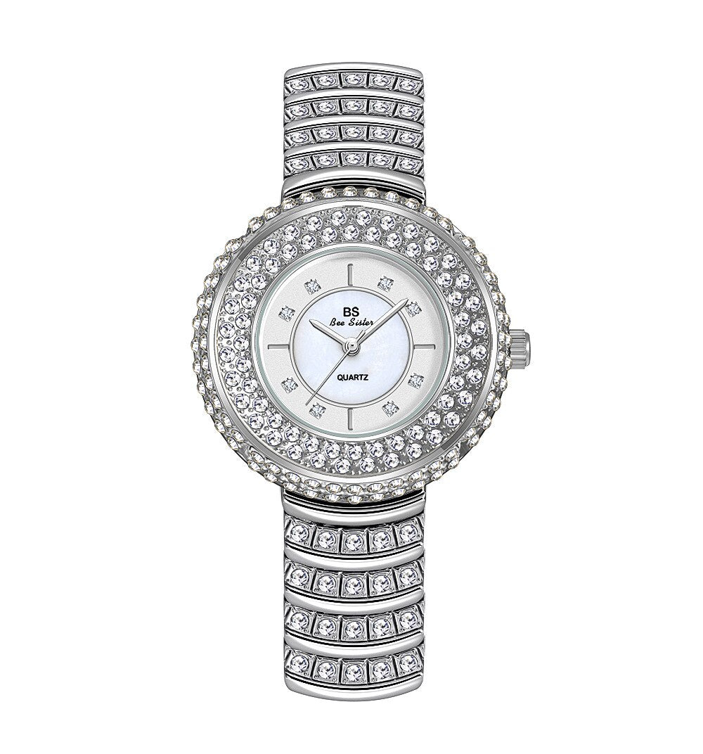  Hip Hop Women's Stainless Steel Silver Diamond Decor Quartz Wristwatch - Watches for Women - DYAVOR® 
