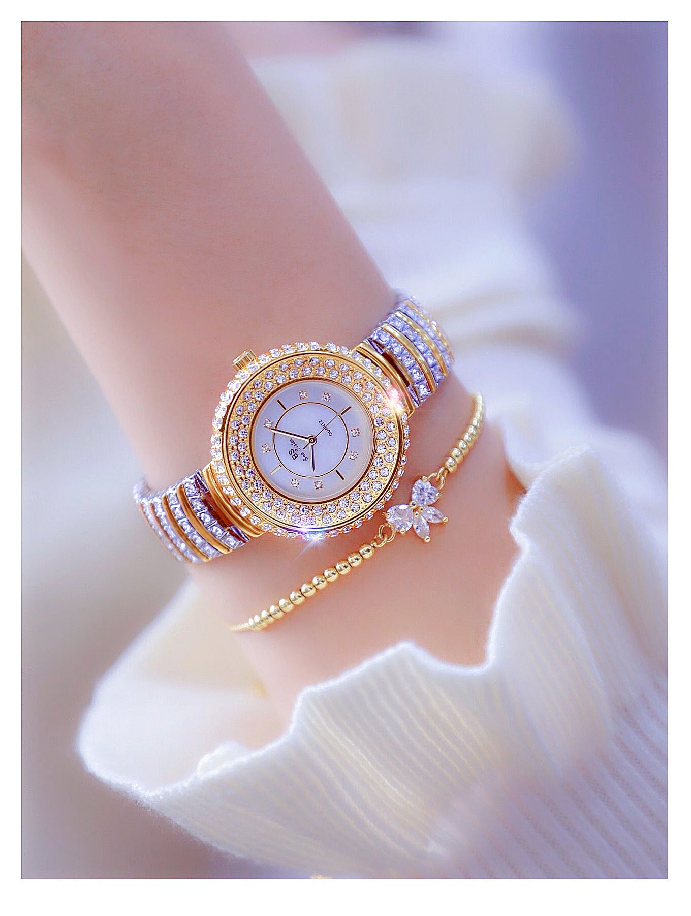  Hip Hop Women's Stainless Steel Silver Diamond Decor Quartz Wristwatch - Watches for Women - DYAVOR® 