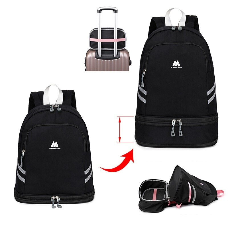  Large Beach Bag Combo Dry Wet Waterproof Backpack Women Swimming Gym Bag with Shoe Pouch Large - Backpacks - DYAVOR® 