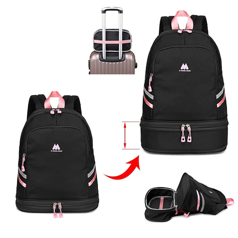  Large Beach Bag Combo Dry Wet Waterproof Backpack Women Swimming Gym Bag with Shoe Pouch Large - Backpacks - DYAVOR® 