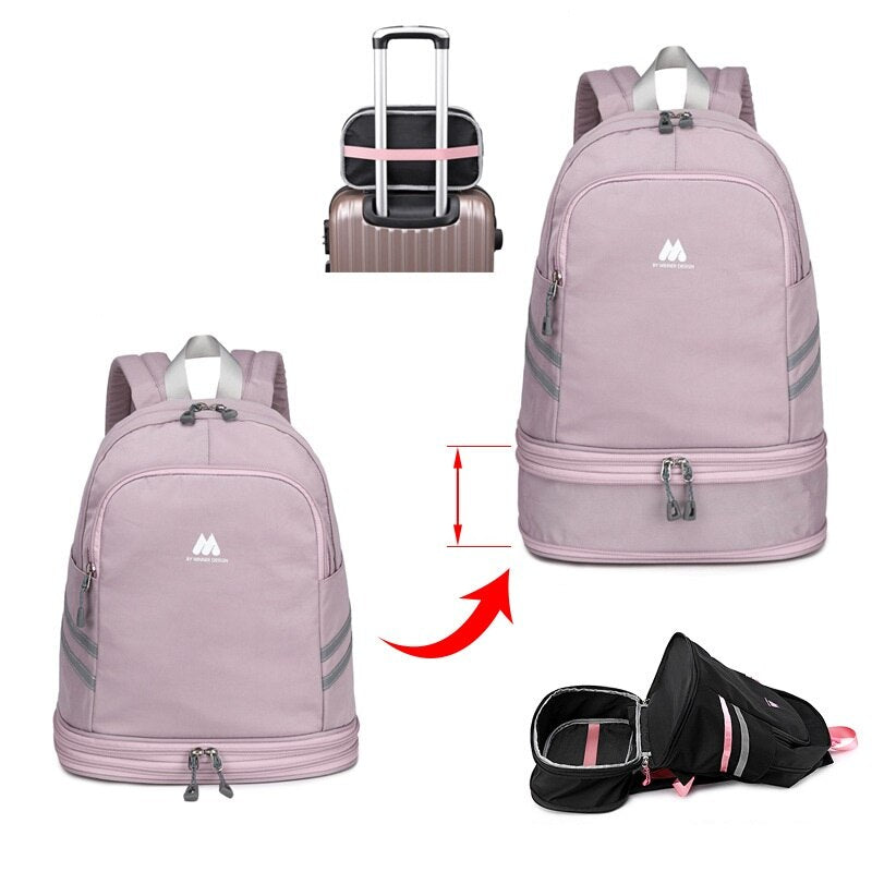  Large Beach Bag Combo Dry Wet Waterproof Backpack Women Swimming Gym Bag with Shoe Pouch Large - Backpacks - DYAVOR® 