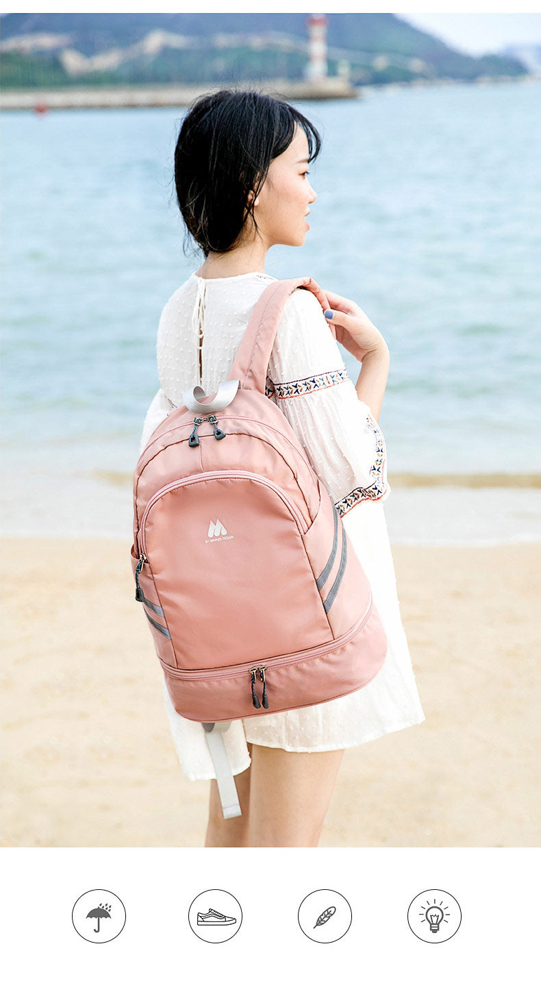 Large Beach Bag Combo Dry Wet Waterproof Backpack Women Swimming Gym Bag with Shoe Pouch Large - Backpacks - DYAVOR® 