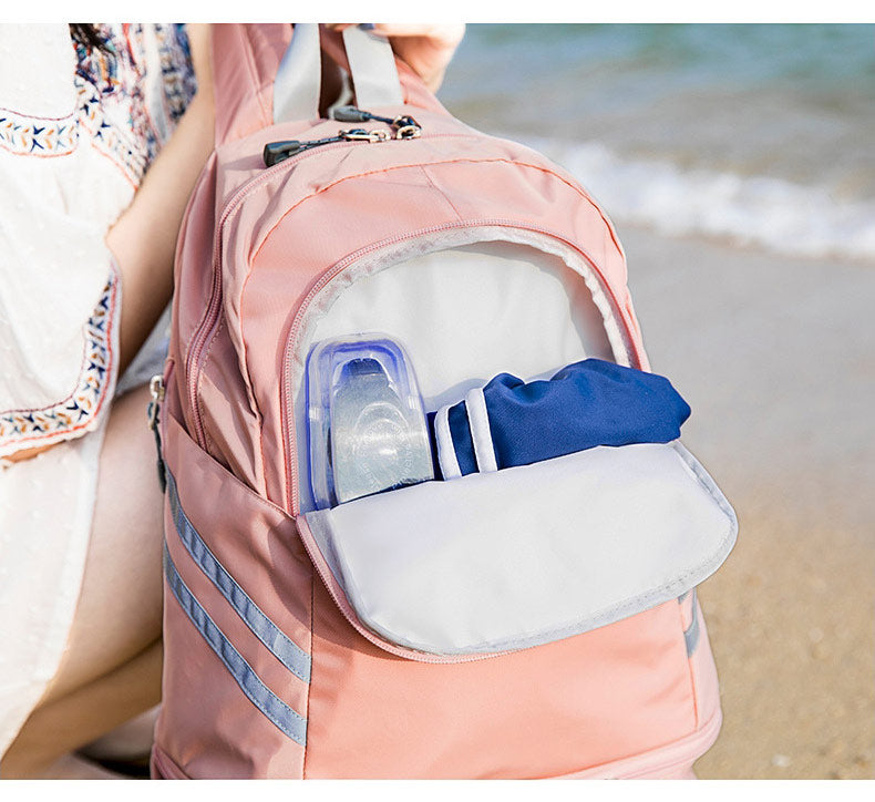  Large Beach Bag Combo Dry Wet Waterproof Backpack Women Swimming Gym Bag with Shoe Pouch Large - Backpacks - DYAVOR® 