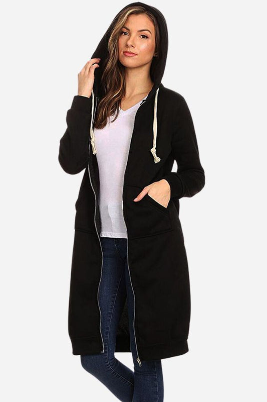 Oversized Long Zip Sweatshirt Hoodie