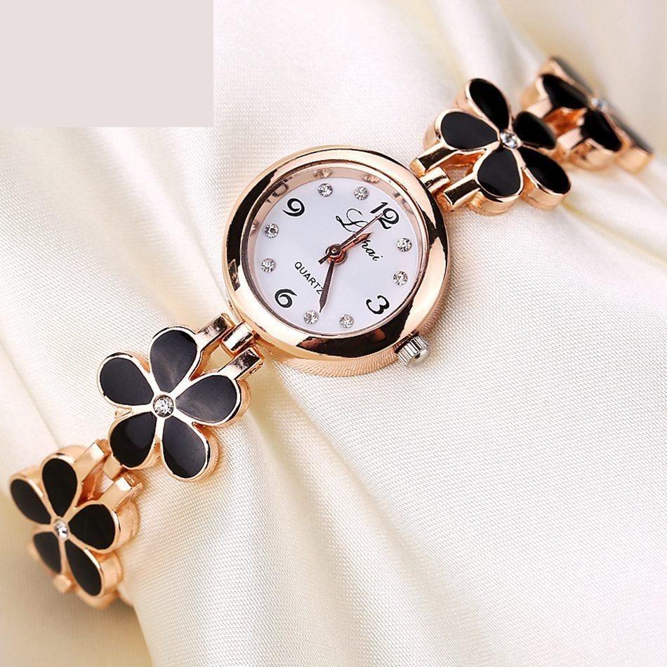 Luxury Crystal Gold Bracelet Rhinestone Quartz Wristwatches for Women