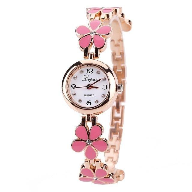 Luxury Crystal Gold Bracelet Rhinestone Quartz Wristwatches for Women