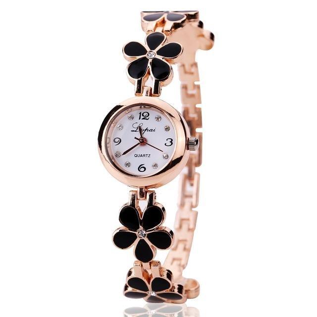 Luxury Crystal Gold Bracelet Rhinestone Quartz Wristwatches for Women