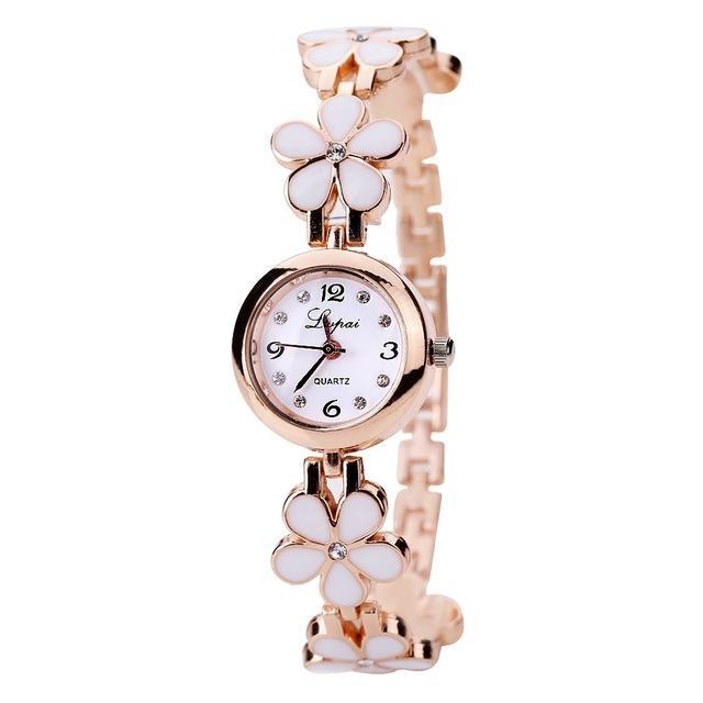 Luxury Crystal Gold Bracelet Rhinestone Quartz Wristwatches for Women