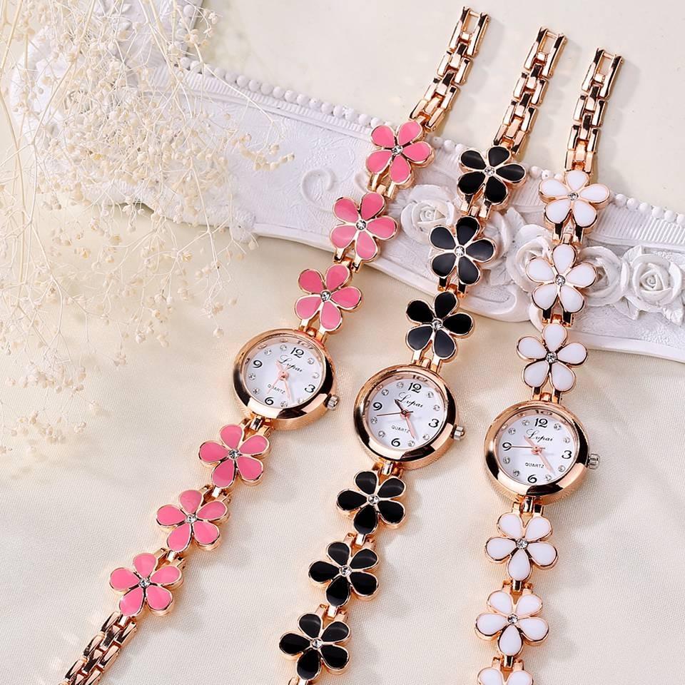 Luxury Crystal Gold Bracelet Rhinestone Quartz Wristwatches for Women