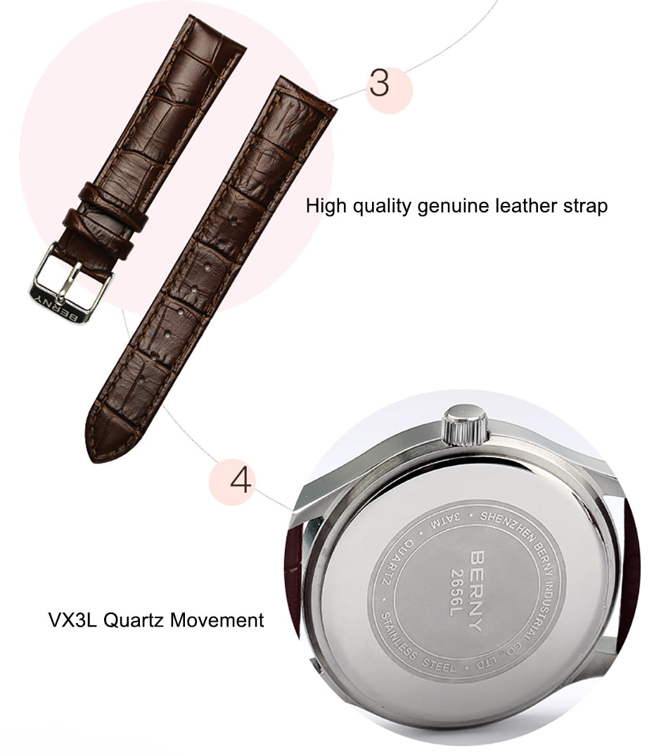  Women's Luxury Business Casual Waterproof Leather Band Wristwatch - Watches for Women - DYAVOR® 