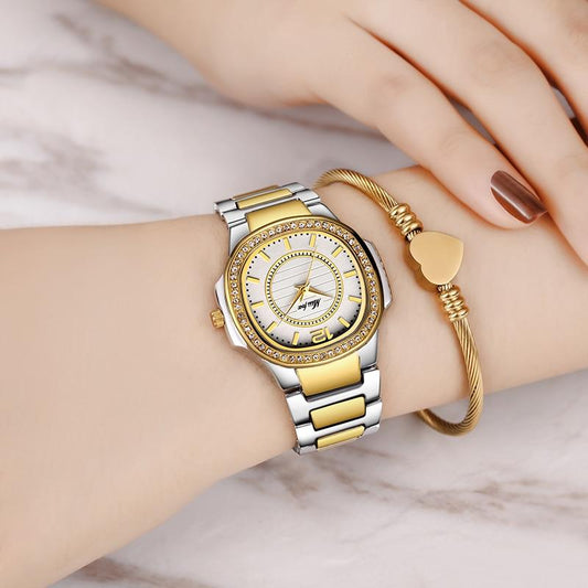 Luxury Fashion Designer Diamond Gold Quartz Geneva Ladies Watches