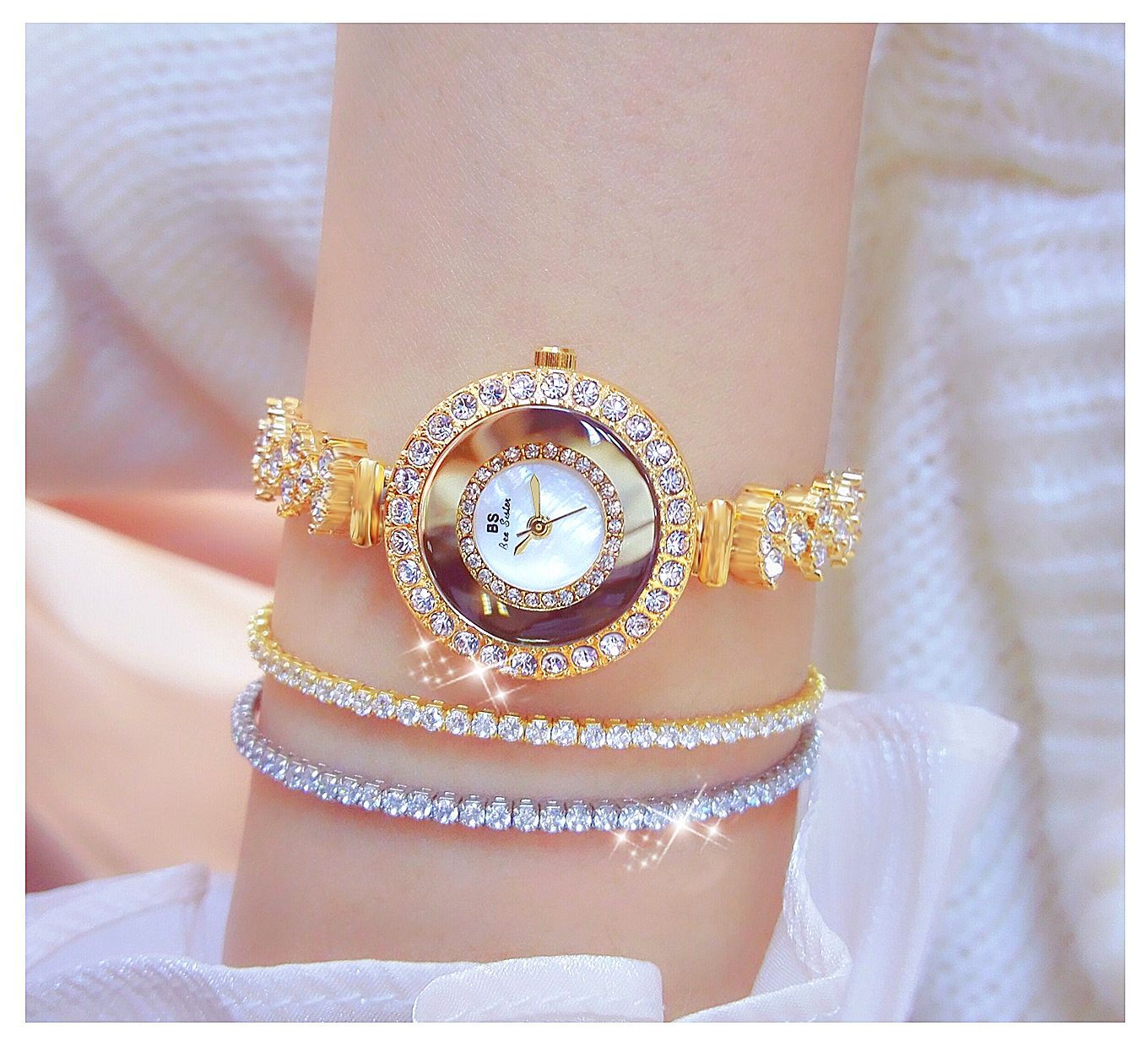  Luxury Hip Hop Women's Diamonds Decor White Dial Sports Bracelet Wristwatch - Watches for Women - DYAVOR® 