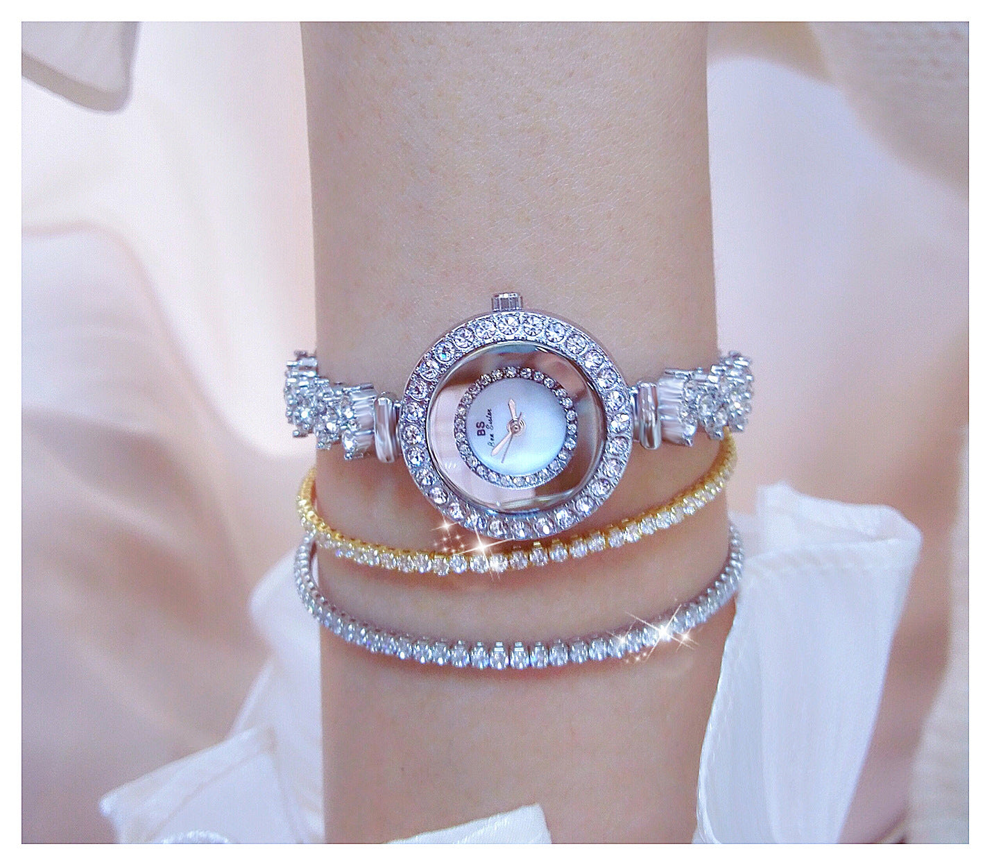  Luxury Hip Hop Women's Diamonds Decor White Dial Sports Bracelet Wristwatch - Watches for Women - DYAVOR® 