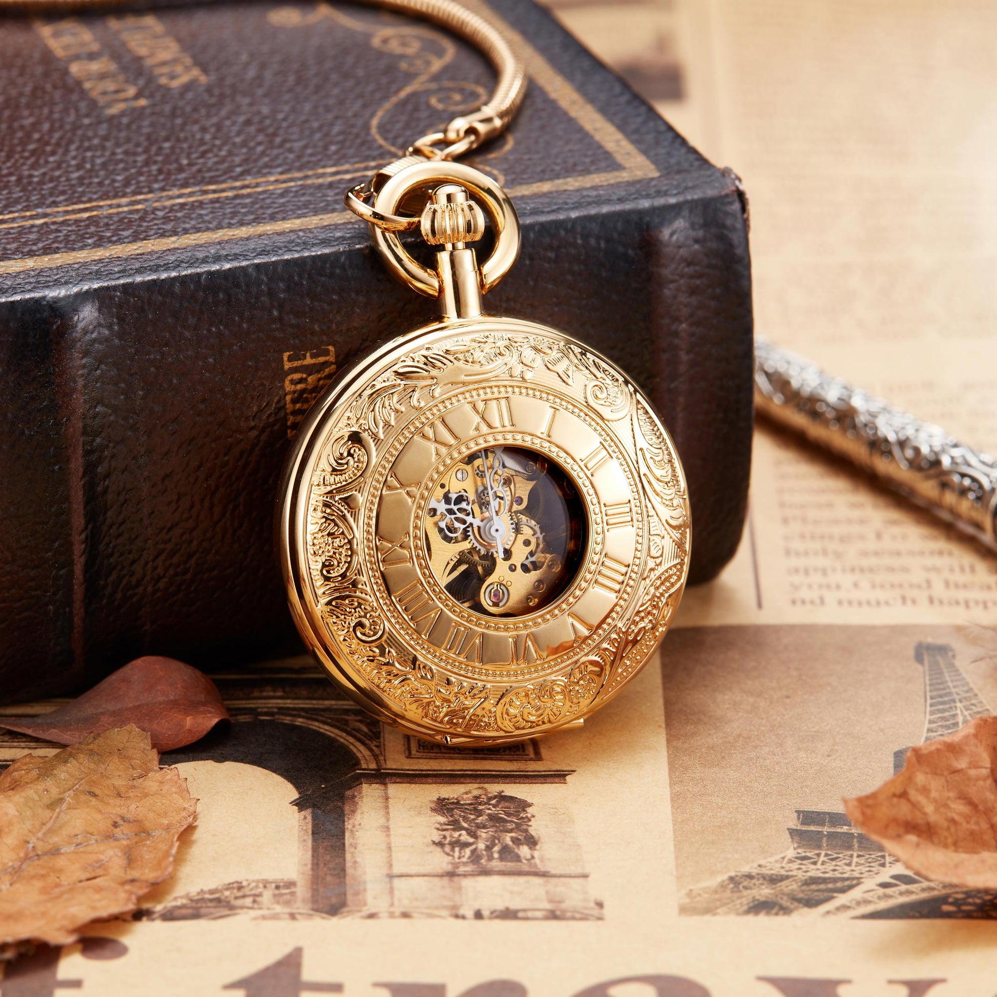 Luxury Vintage Copper Gold Square Hand Wind Mechanical Pocket FOB Watch - Unisex Style Watches - DYAVOR® 