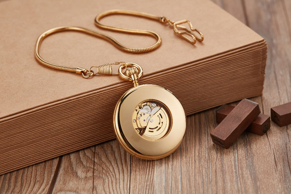  Luxury Vintage Copper Gold Square Hand Wind Mechanical Pocket FOB Watch - Unisex Style Watches - DYAVOR® 
