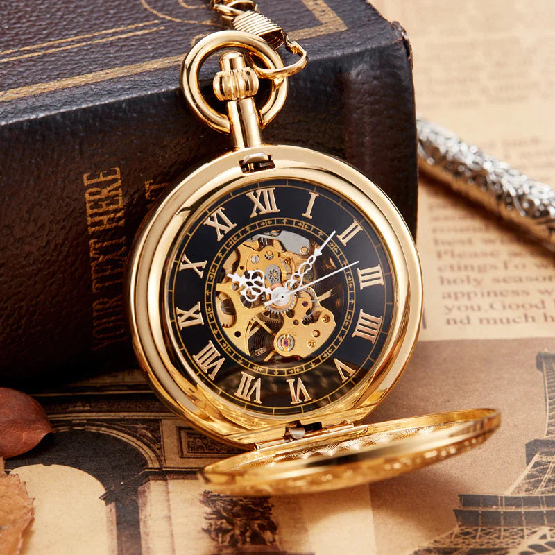  Luxury Vintage Copper Gold Square Hand Wind Mechanical Pocket FOB Watch - Unisex Style Watches - DYAVOR® 